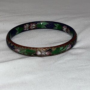 Floral Enamel Bangle Bracelet